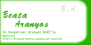 beata aranyos business card